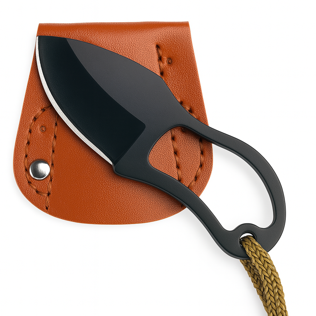 Cuchillo portátil pequeño de acero para defensa personal con funda de cuero