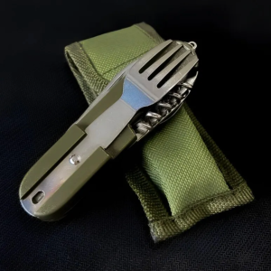 Set de cubiertos plegables acero inoxidable para campismo y viajes